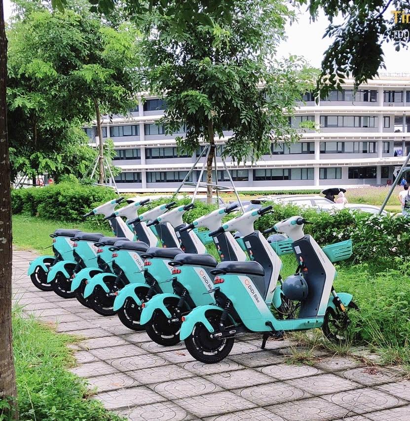 Đội xe DiDi Bike tại Khu Công nghệ cao Hòa Lạc
